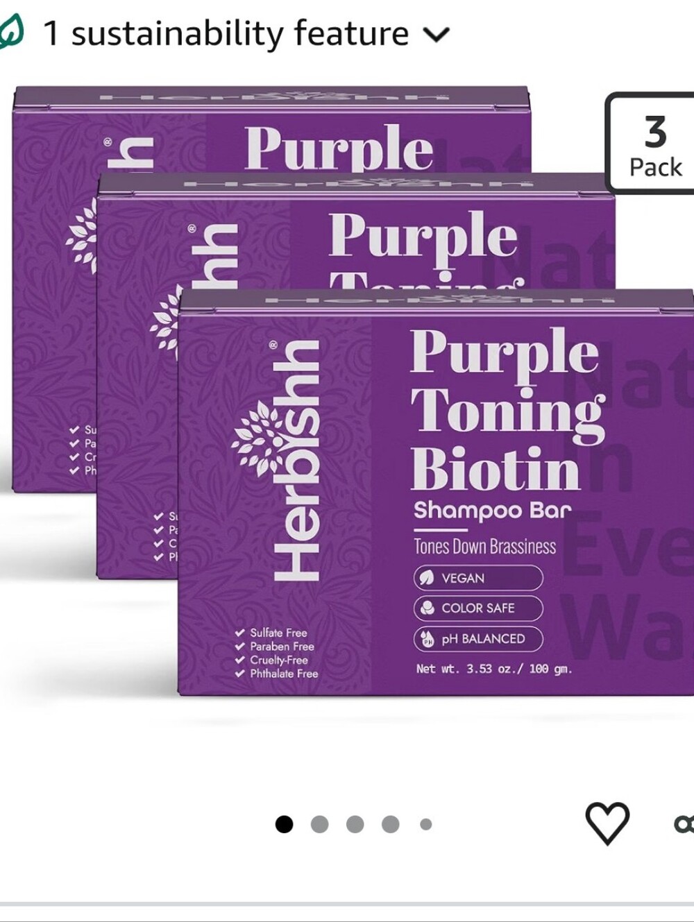 Herbishh Purple Shampoo Bar for Blonde Hair with Biotin 3 Pack